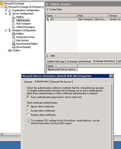 msas ActiveSync authentication